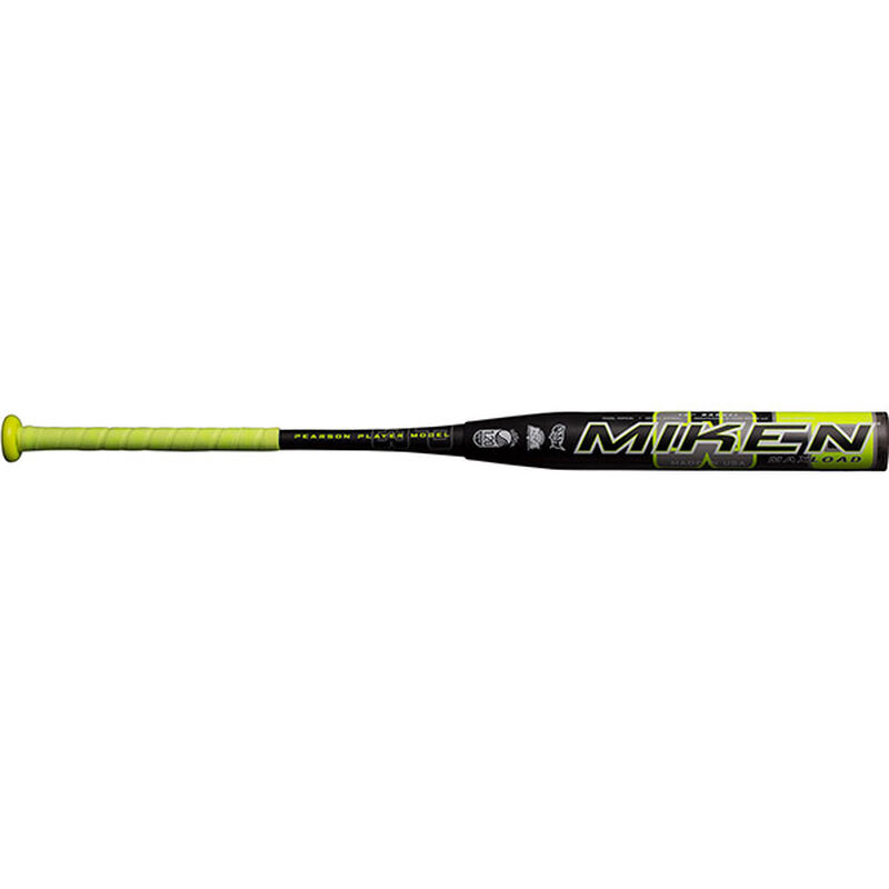 A black/green Miken Freak 23 USSSA Maxload slow pitch bat - SKU: MKP23U